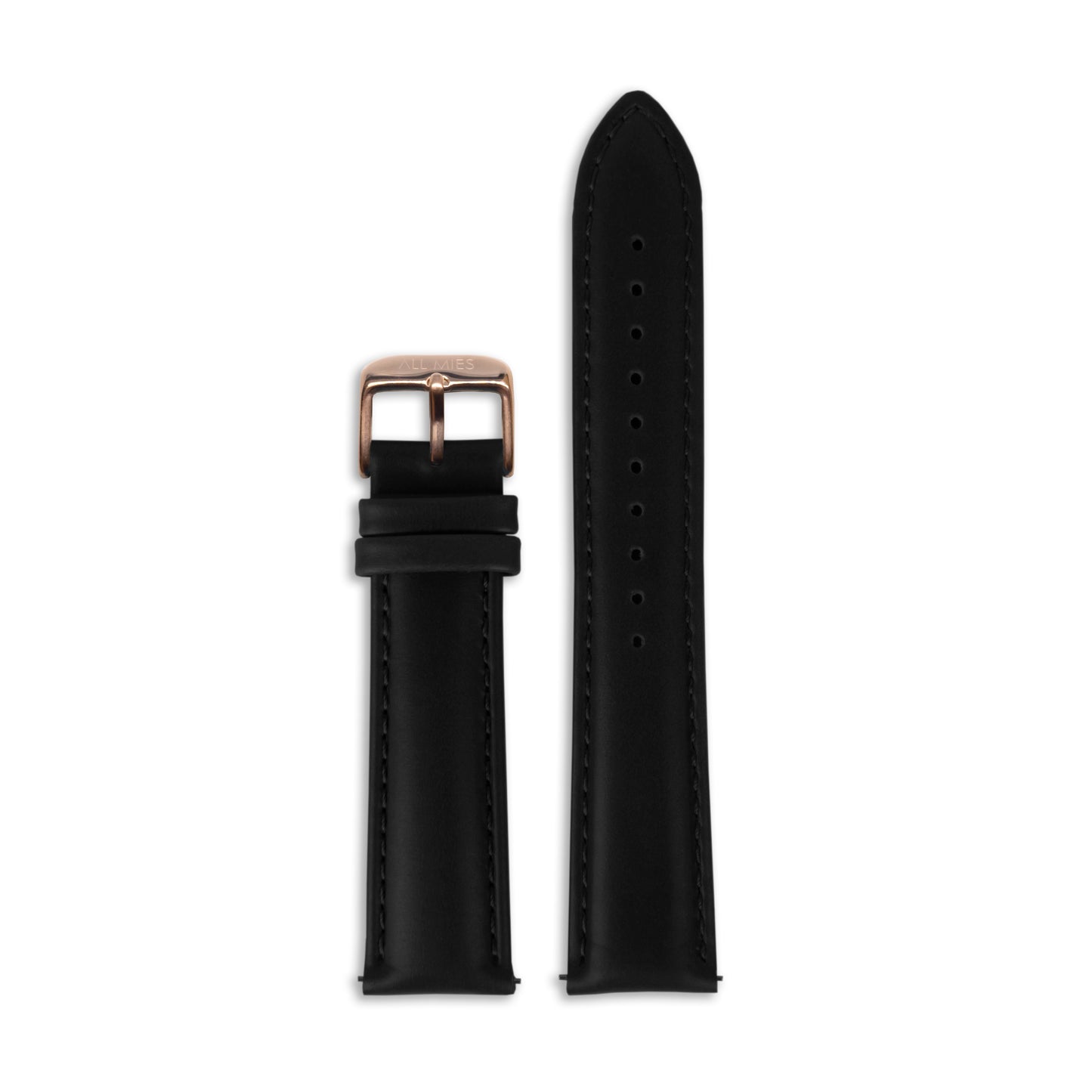 All Mies - Black Leather - Rose Gold Buckle