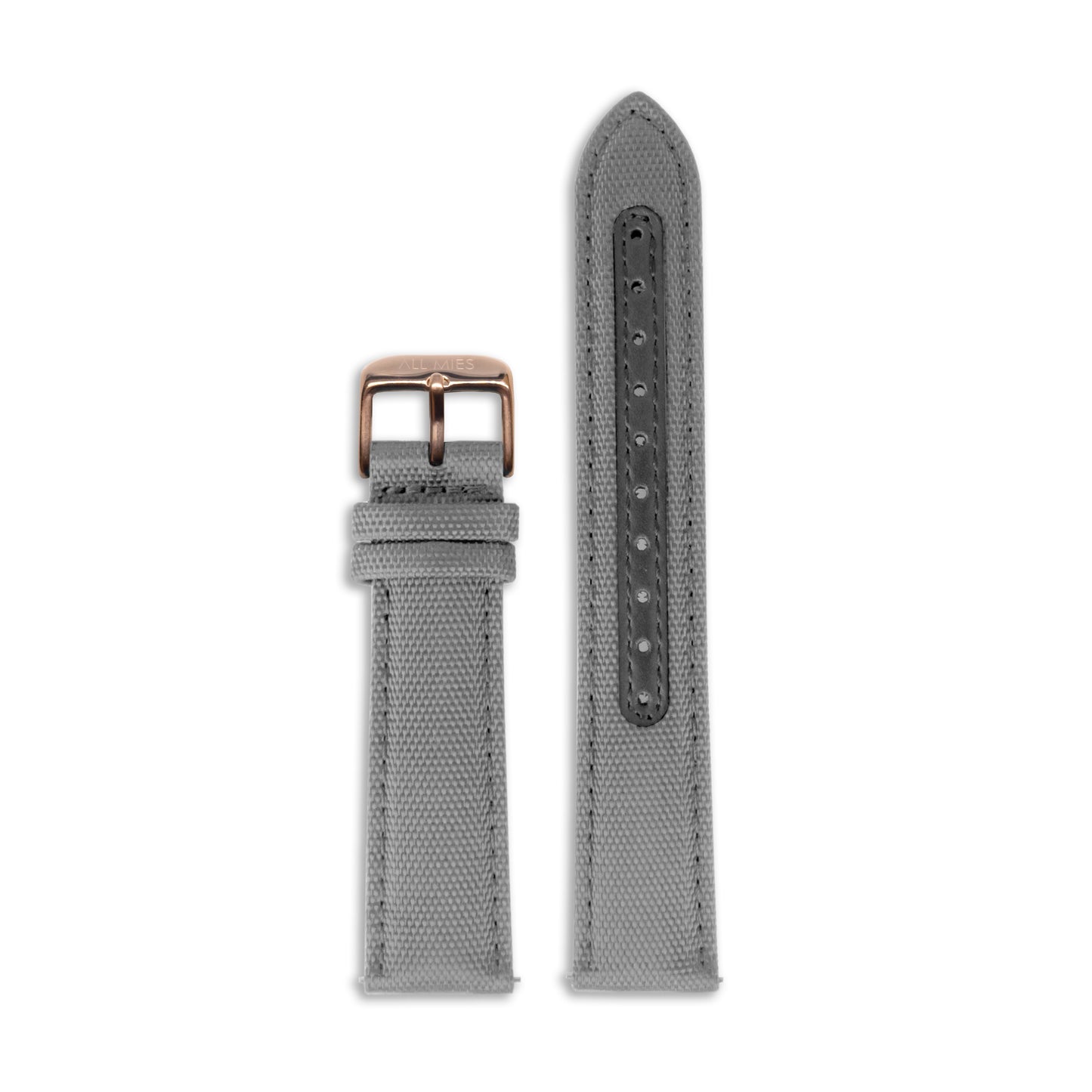 All Mies - Gray Canvas Strap - Rose Gold Buckle