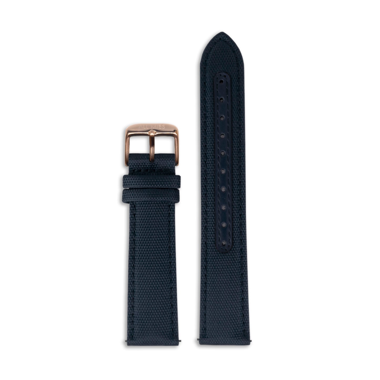 All Mies - Navy Canvas Strap - Rose Gold Buckle